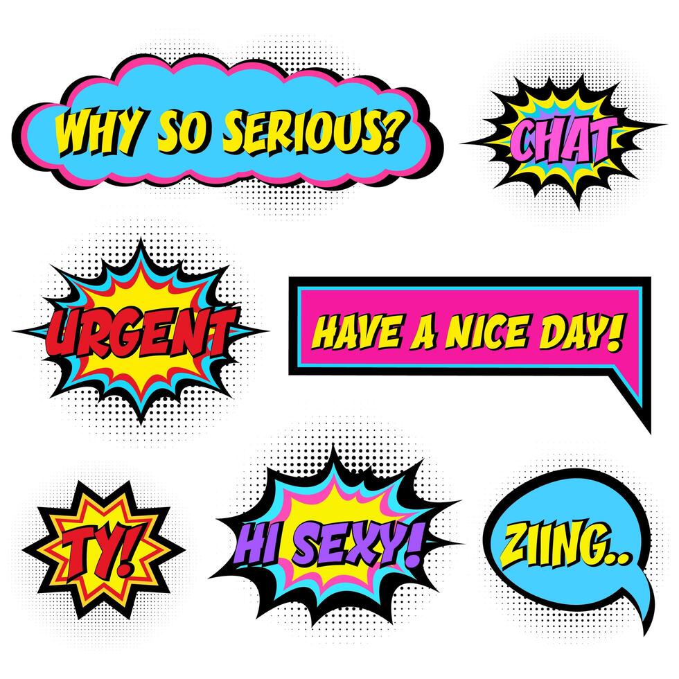 Comic book words. Comic speech bubble set vector