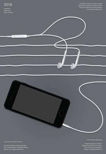 Auriculares conceptuales con ilustración vectorial de teléfono vector