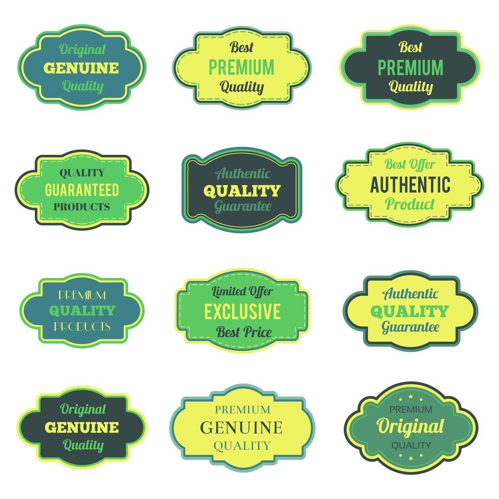 Green badges and labels set vector