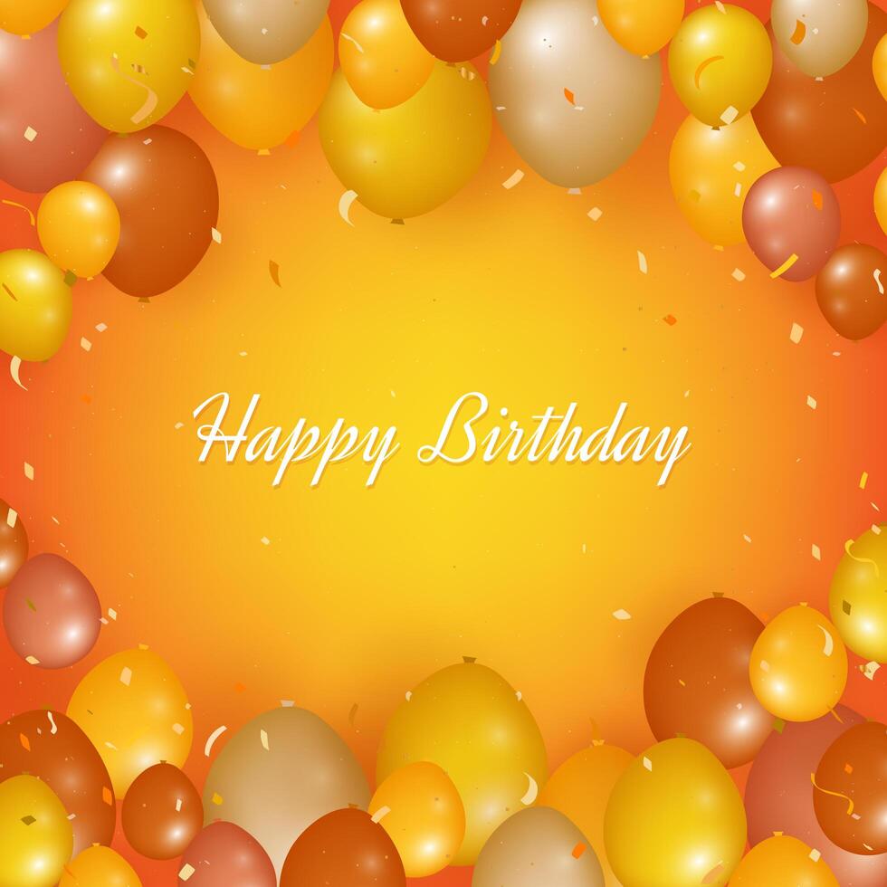 Realistic Happy birthday background with balloons and confetti vector