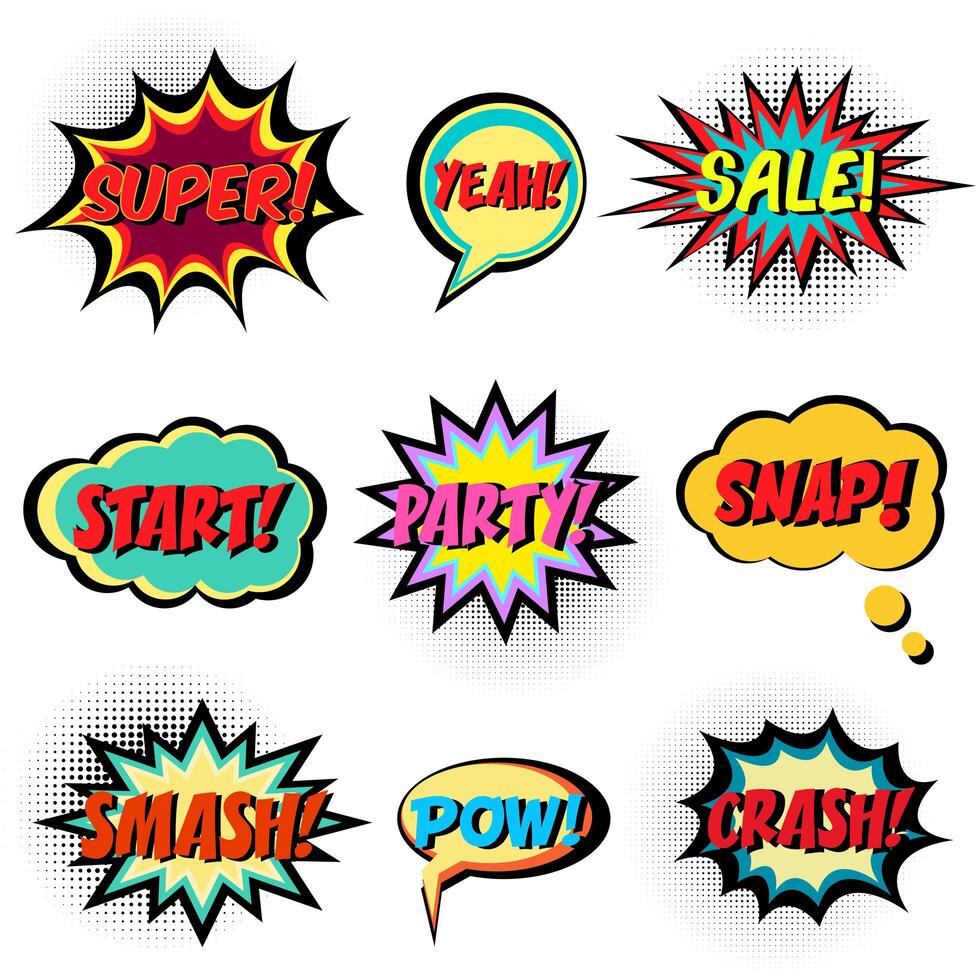 Comic book words. Comic speech bubble set vector