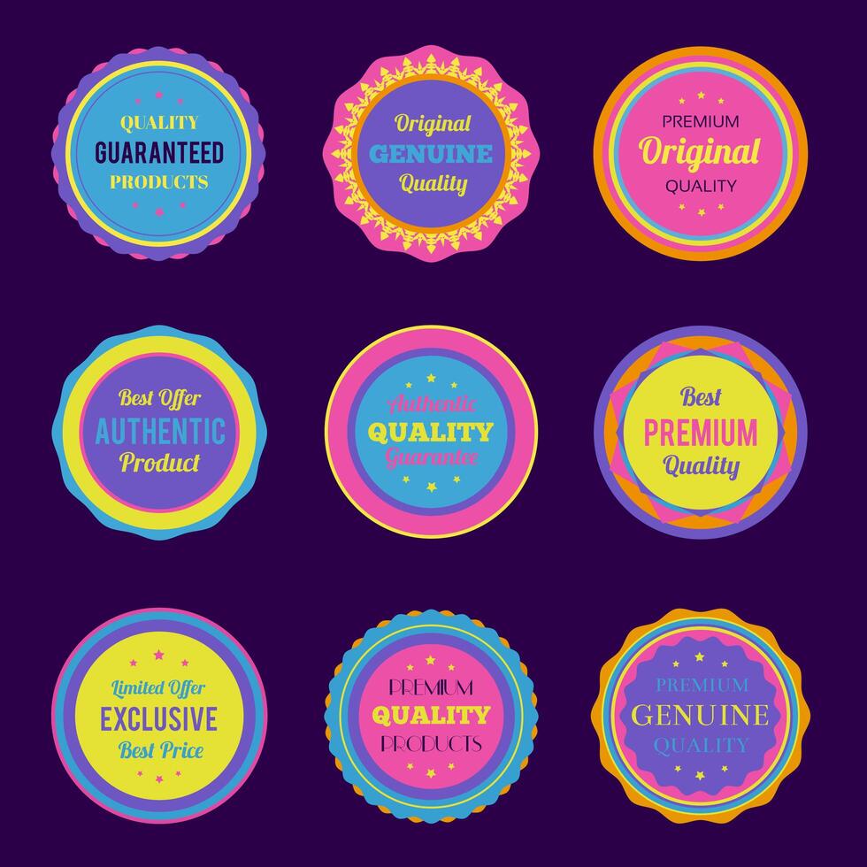 Colorful badges and labels set vector
