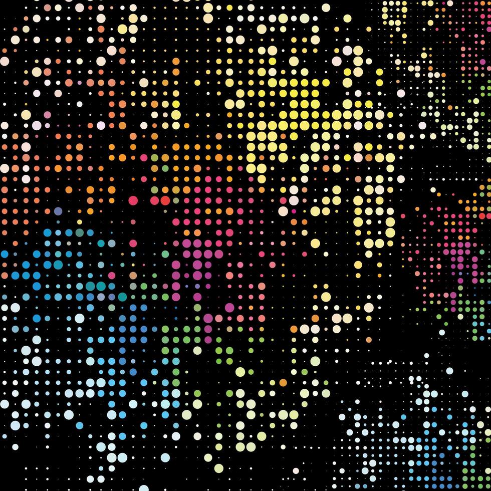 Rainbow dots background. Colorful dots on black background vector