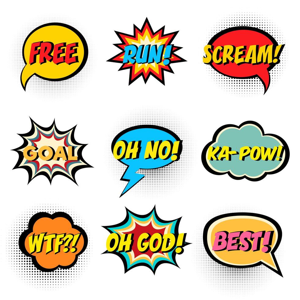 Comic book words. Comic speech bubble set vector