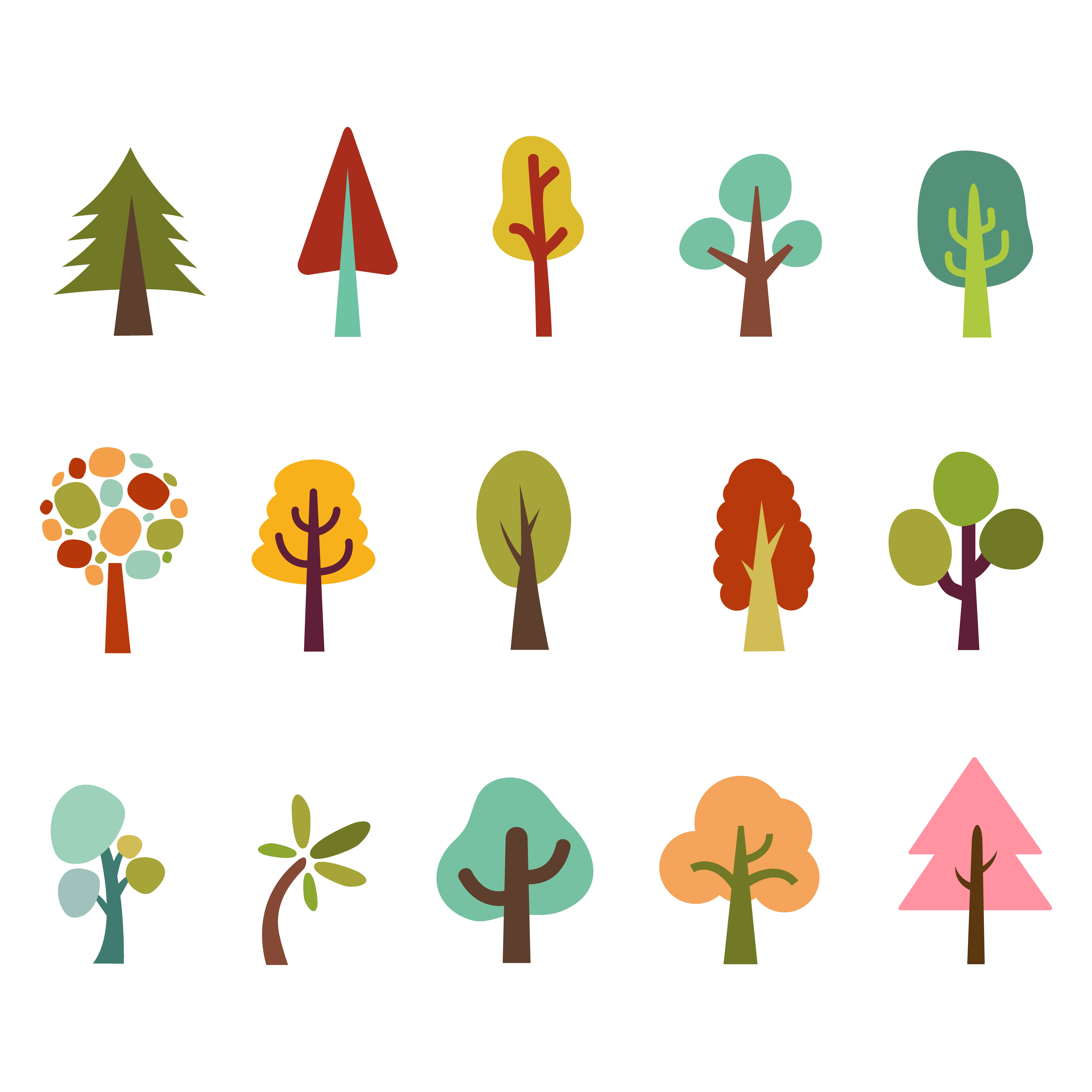 Abstract trees icons set 570572 Vector Art at Vecteezy