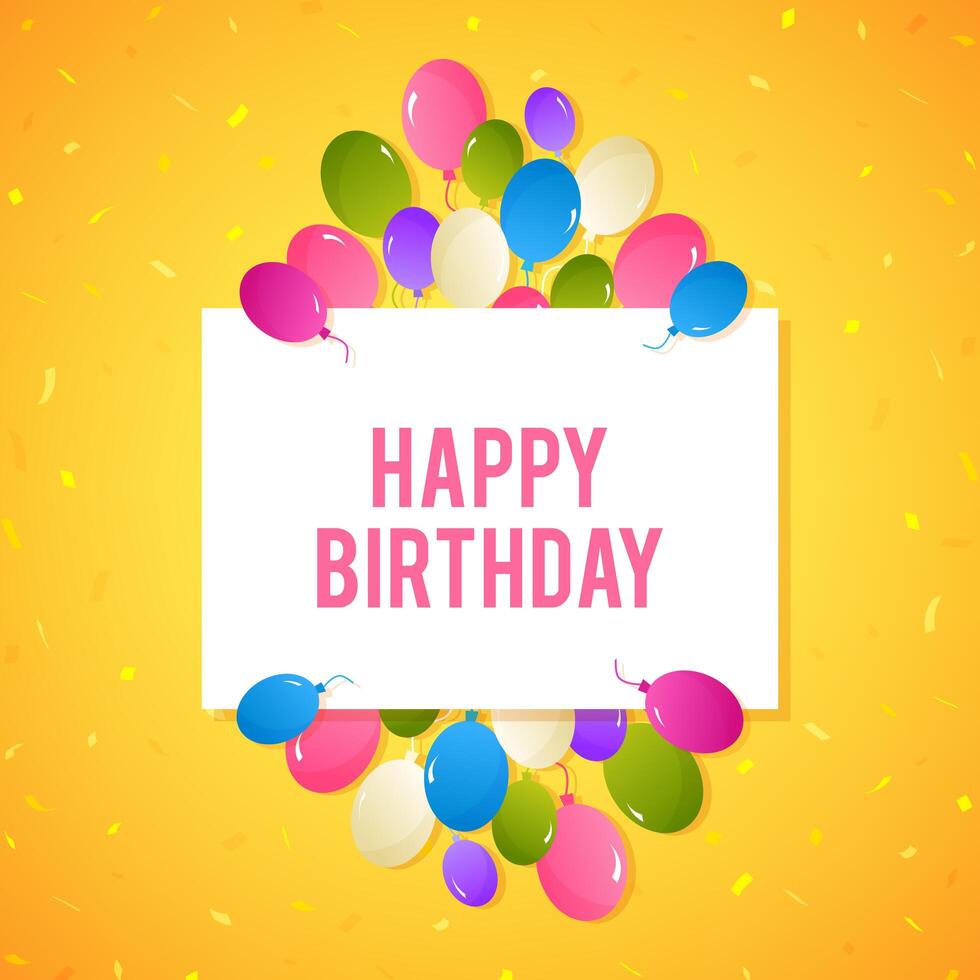 Colorful Birthday background with balloons and confetti vector