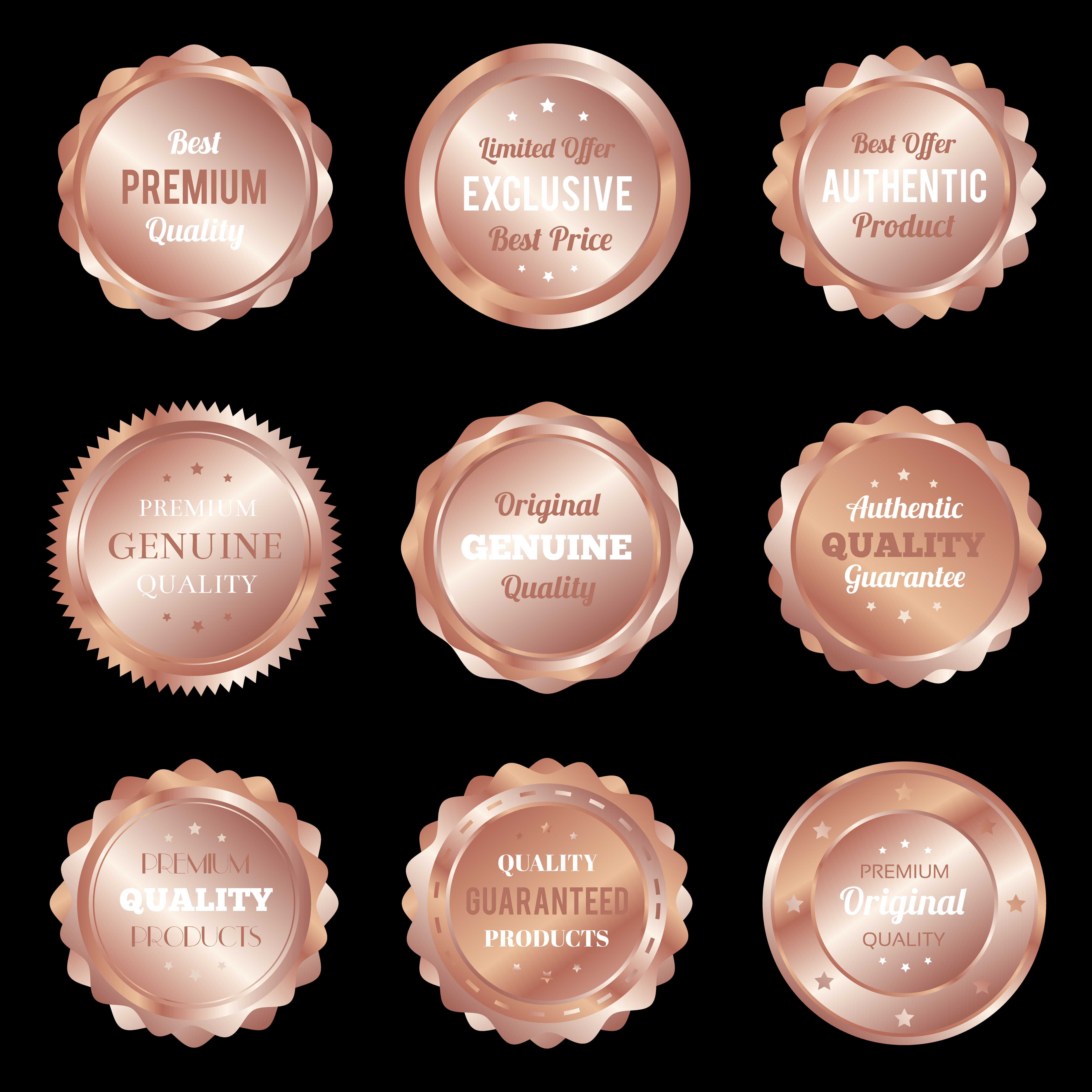 Luxury bronze badges and labels premium quality product 570673 Vector