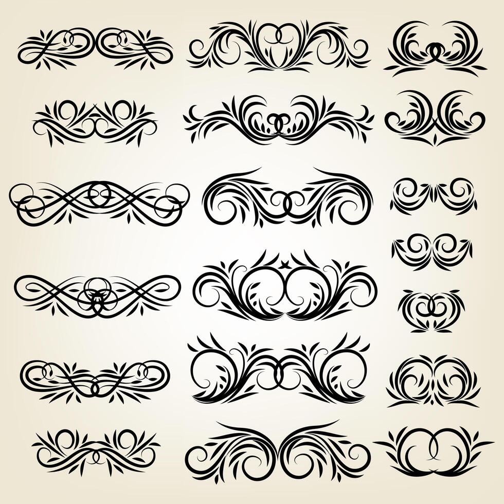 Vintage calligraphic swirl ornaments set vector