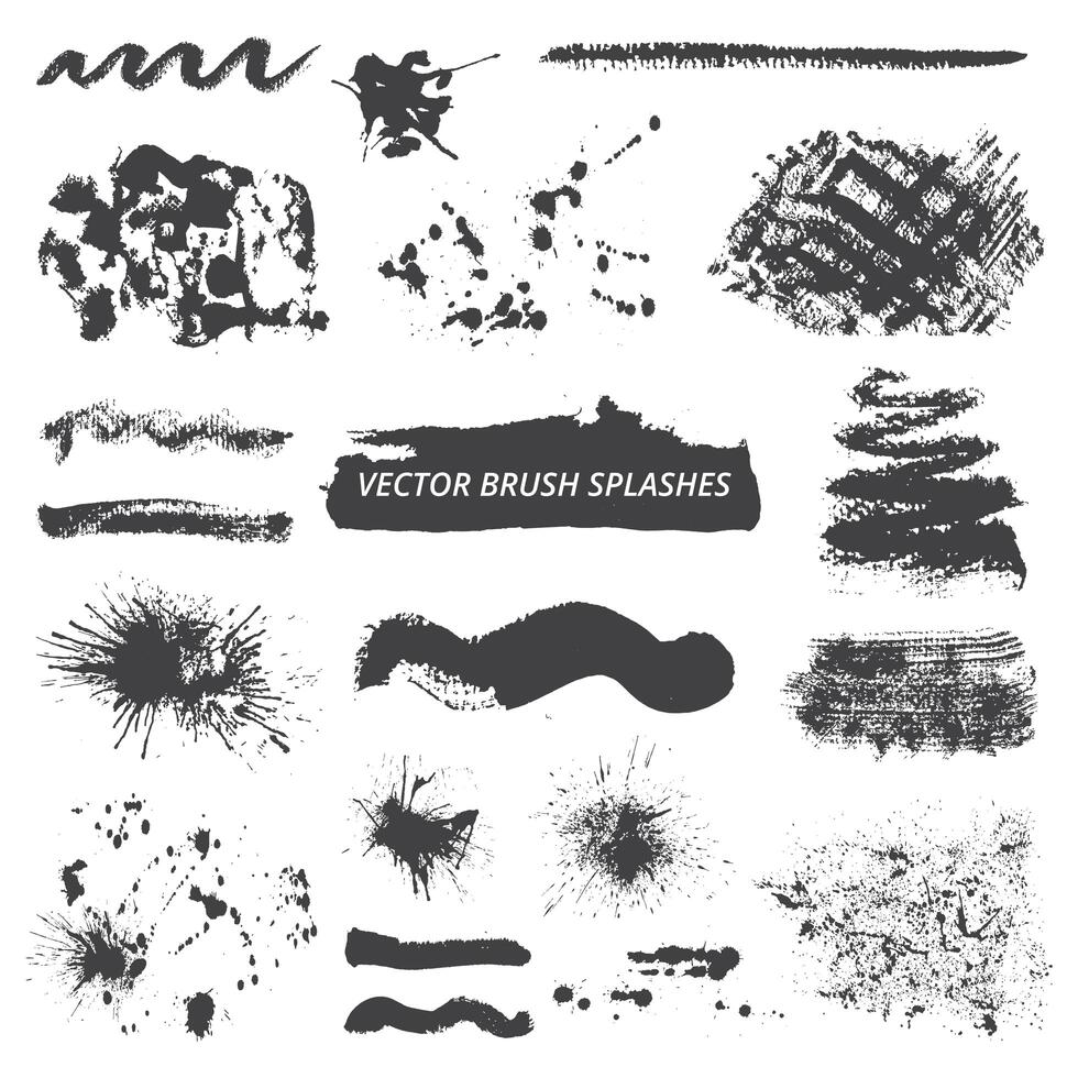 Black grunge brush splashes vector