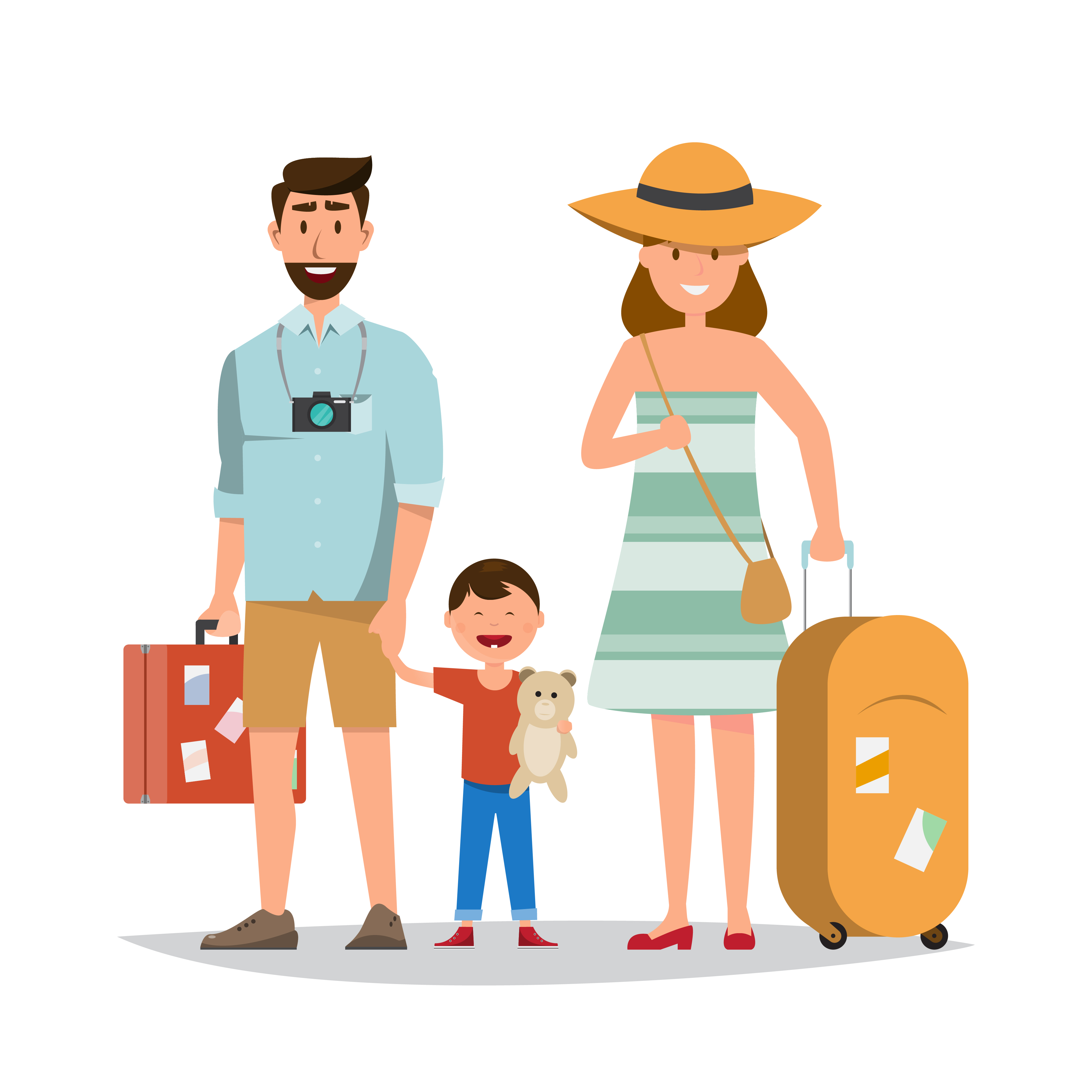 Download Happy family. Father, mother and son together with summer trip 570680 - Download Free Vectors ...