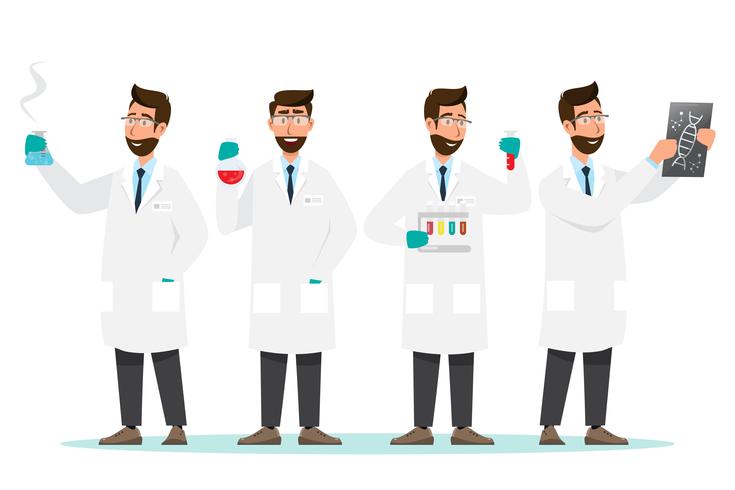 medical concept. Scientists man research in a laboratory lab vector