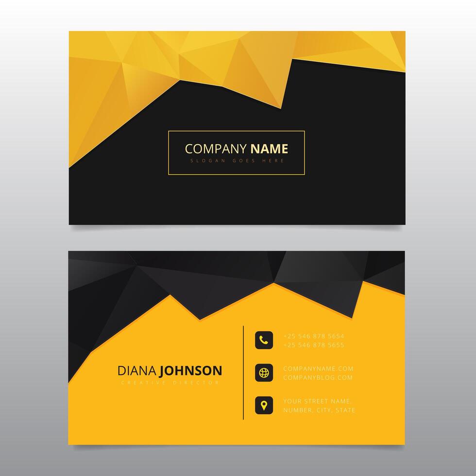 Yellow and black geometric business card vector