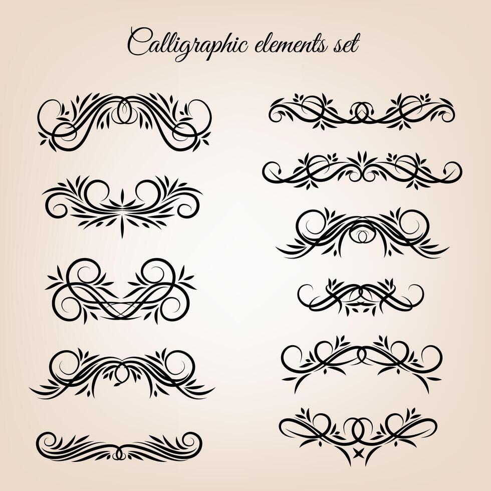 Vintage calligraphic swirl ornaments set vector