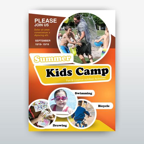 kids camp flyer vector