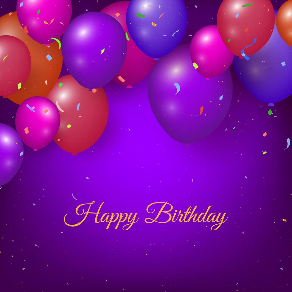 Premium Vector  Happy birthday background with realistic ballon and  confetti