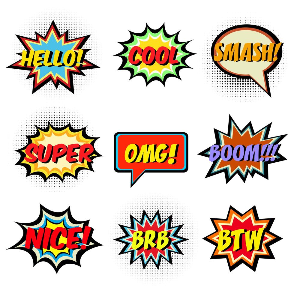 Comic book words. Comic speech bubble set vector