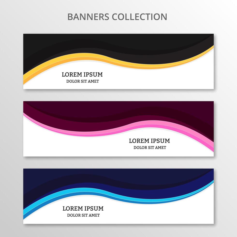 Abstract business banners. Collection banners modern wave design, colorful background. vector illustration