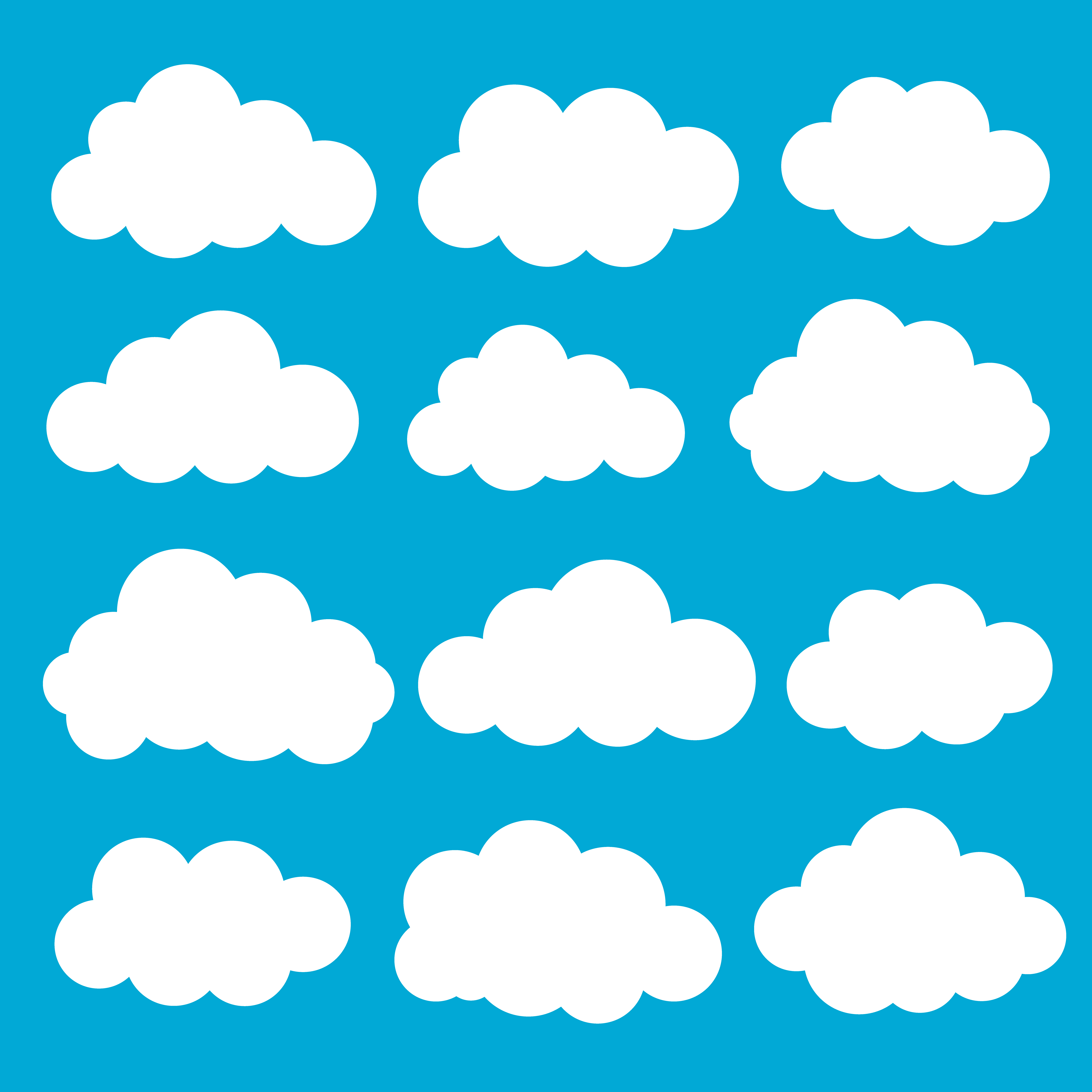 Cloud vector icon set white color on blue background. 570817 Vector Art