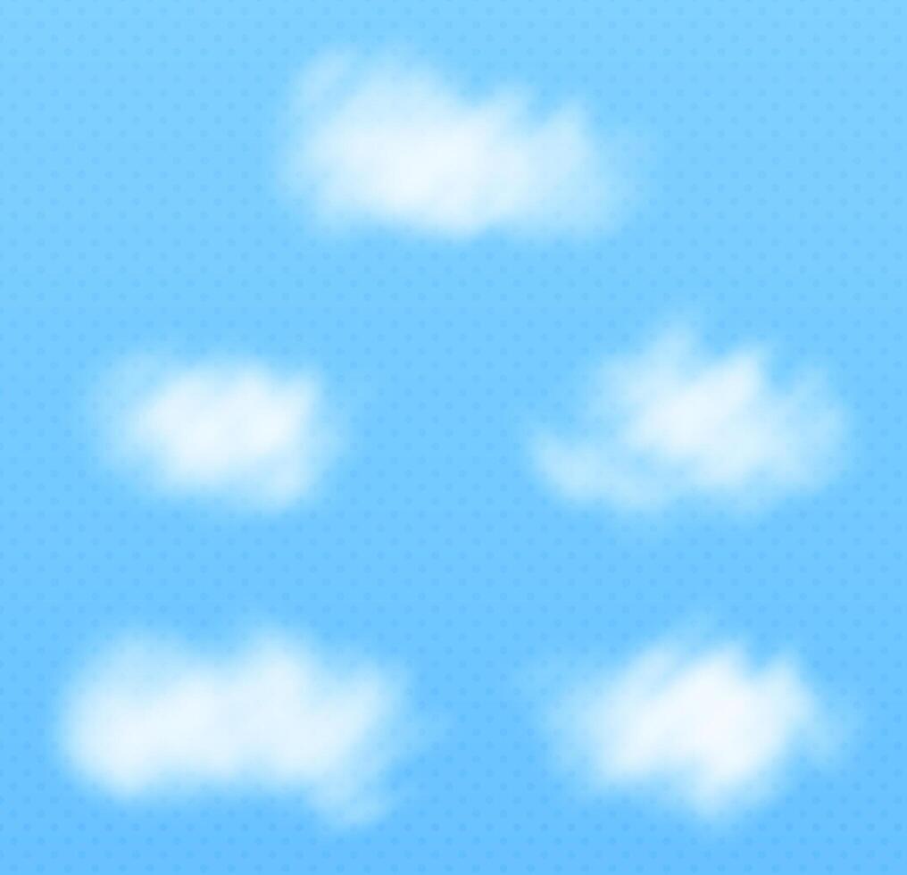 Set Of Realistic And Transparent Different Clouds. Vector Illustration.