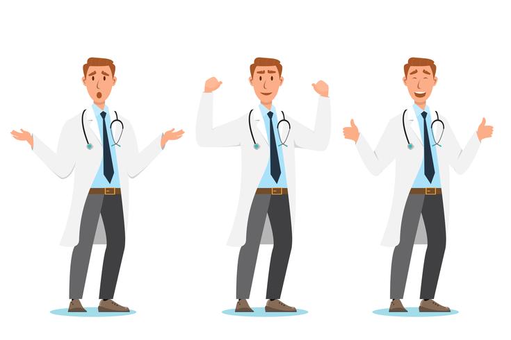 Set of doctor cartoon characters. Medical staff team concept vector