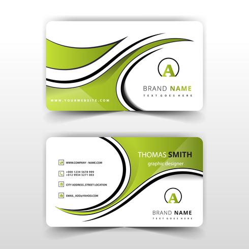 green abstract swirl business card vector