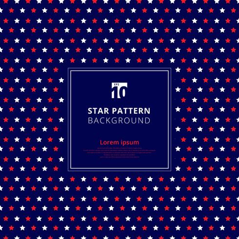 Abstract red and white star pattern on blue background, American flag. vector