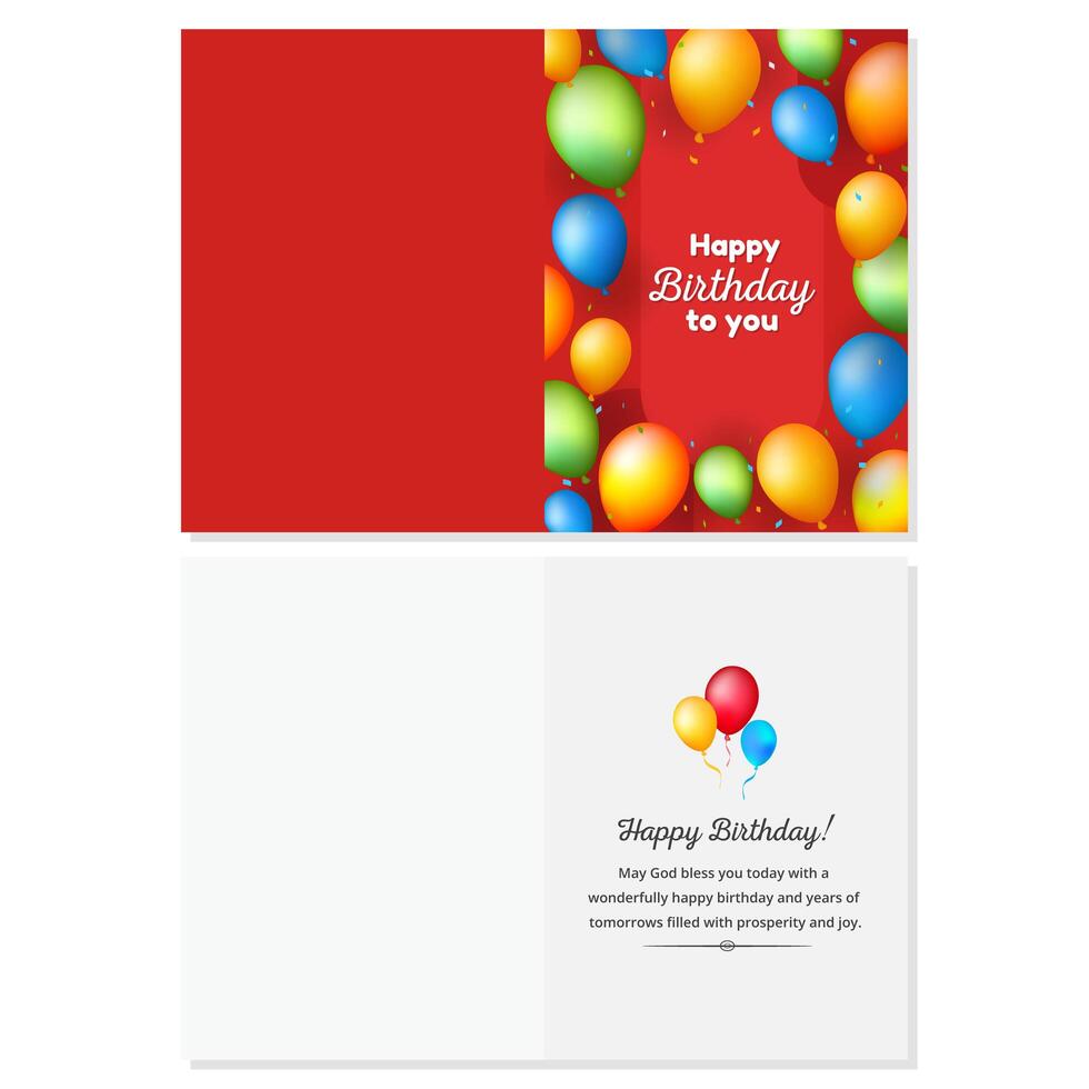 Red Happy Birthday card with colorful realistic balloons vector