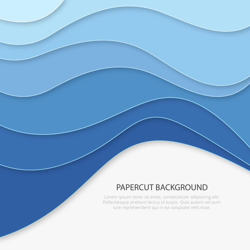 Blue paper cut background. Business background vector