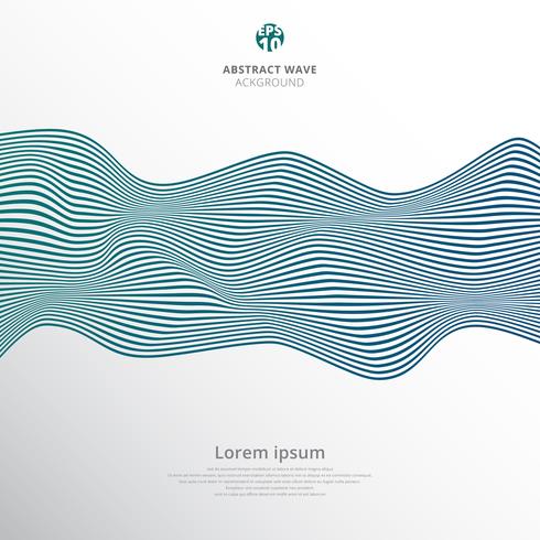 Abstract blue lines wave pattern on white background. vector