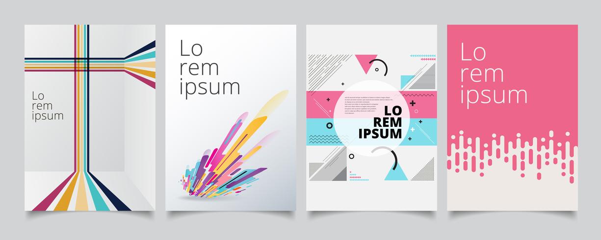 Set template geometric covers design, gradient colorful halftone with lines pattern background vector