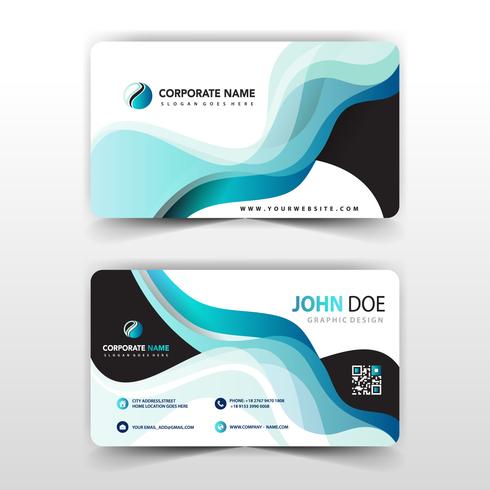 visit card with abstract wavy design vector