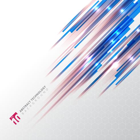 Abstract Technology Blue And Red Color Oblique Lines With