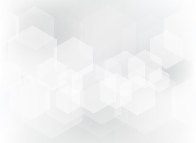 Abstract geometric hexagon overlay pattern on white and gray background. vector