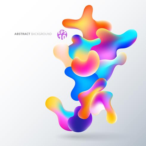 Abstract fluid colorful bubbles shapes overlap on white background. vector