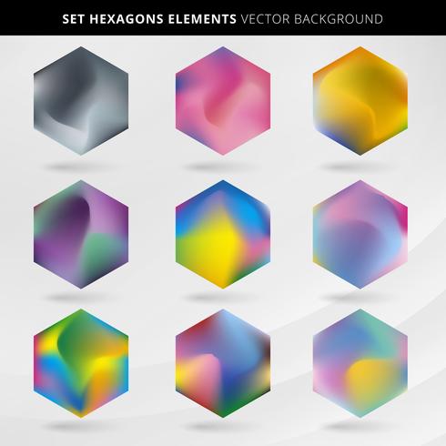 Abstract collection label and tab hexagon multicolor background. vector