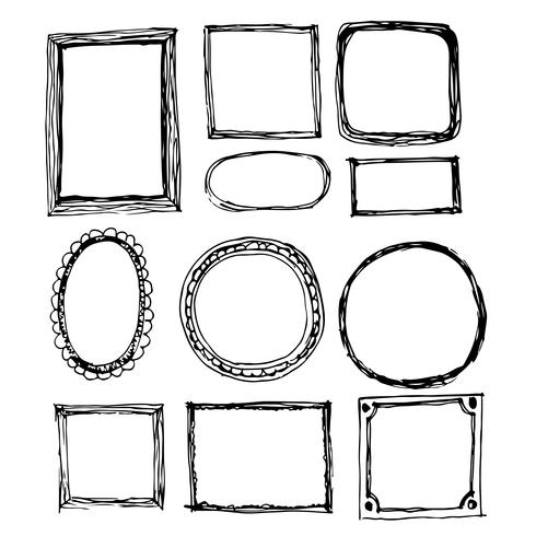 Hand drawn ink sketch line  frame vector