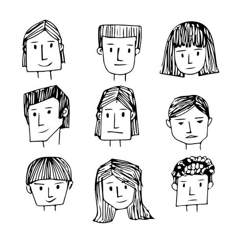 People face cartoon icon vector