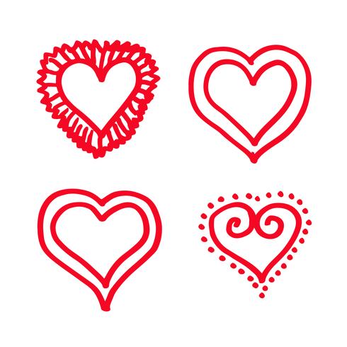 hand draw hearts icon design vector