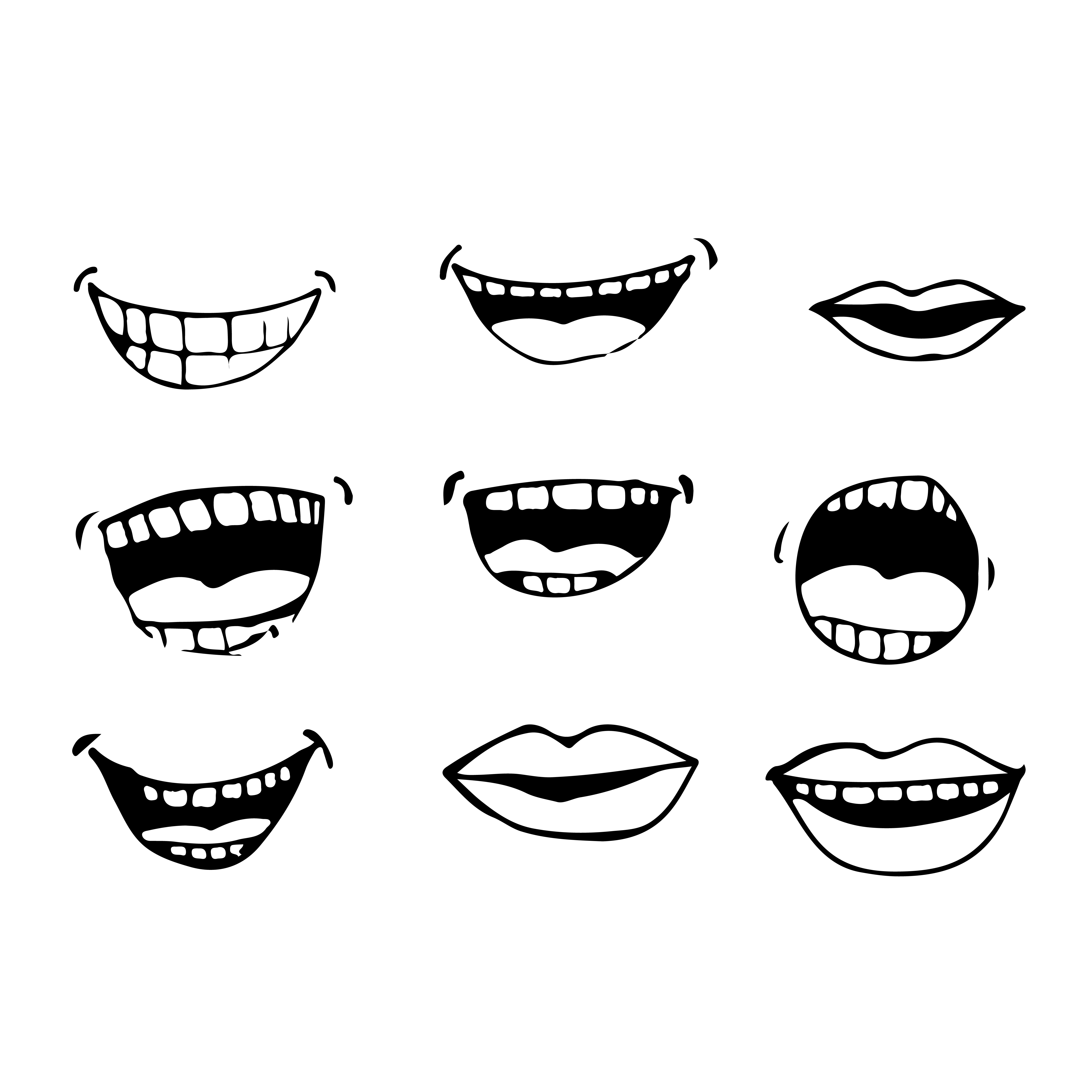 A4 Sheet Of Printable Cartoon Mouths