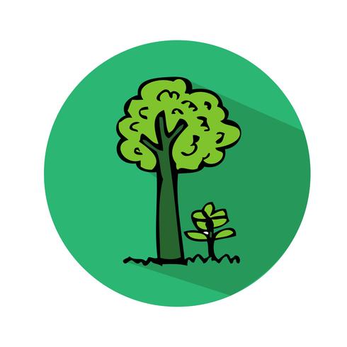 Icono de árbol dibujado a mano vector