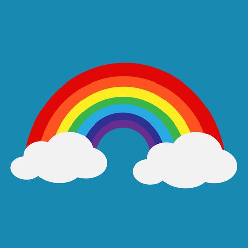 arco iris con el icono de la nube vector