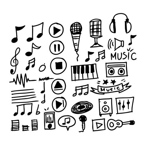 mano dibujar icono de música vector