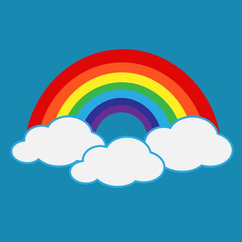 arco iris con el icono de la nube vector