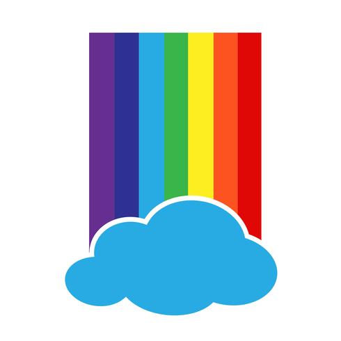 arco iris con el icono de la nube vector