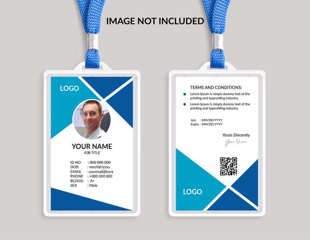 Plantilla de tarjeta de identificación impresionante azul vector