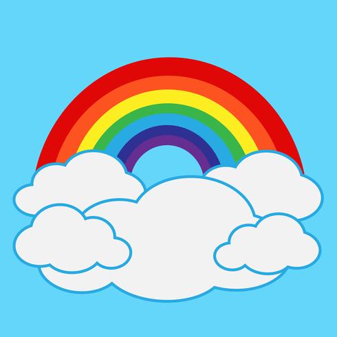 arco iris con el icono de la nube vector