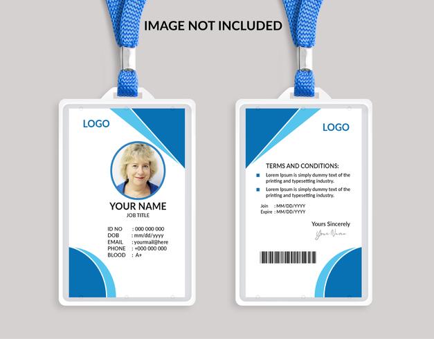 Plantilla de tarjeta de identificación impresionante azul vector