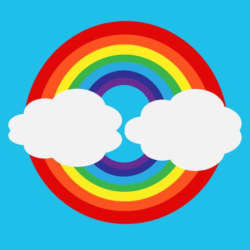 arco iris con el icono de la nube vector