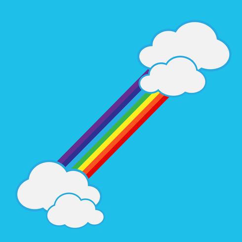 rainbow with cloud icon vector