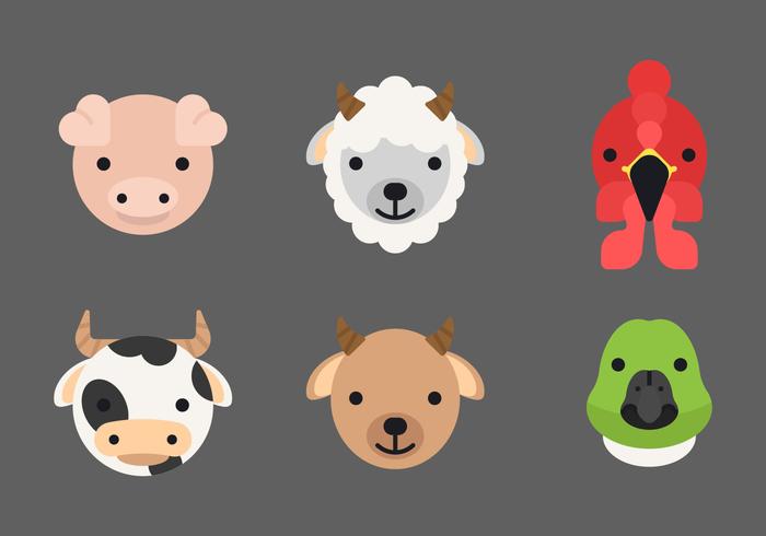 Conjunto de caras de animales vector